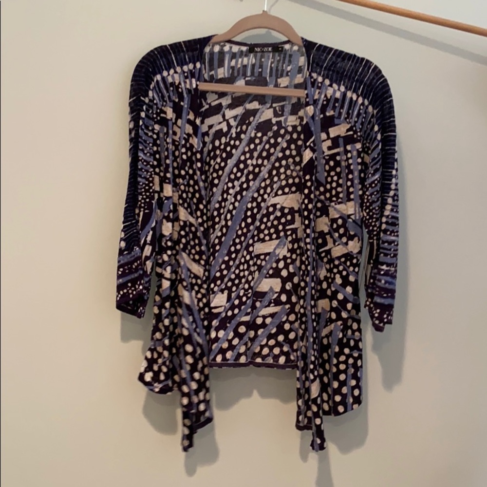 Nic & Zoe Blue Patterned Cardigan